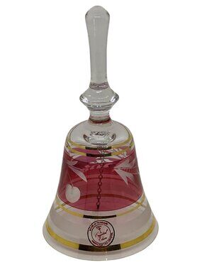 VTG Hungarian Crystal Bell Handcrafted Ajka Cherry Cut Glass Collectible 3"x6.5"